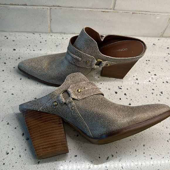 Donald J Pliner Vero 2 Leather Bronze Cracked Metallic Mules Boho Shoes Size 8.5 - Picture 9 of 13